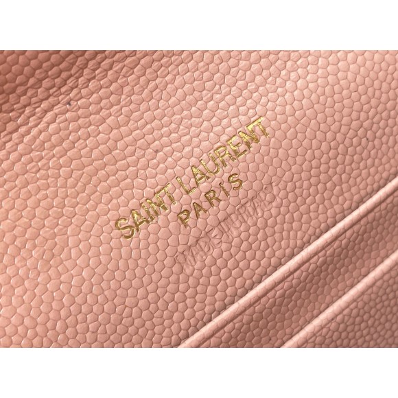 Saint Laurent Cassandre Small Envelope Wallet in Pink Matelasse Leather