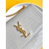 Saint Laurent Sunset Medium Chain Bag In Ivory Crocodile-embossed Leather