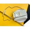 Saint Laurent Sunset Medium Chain Bag In Ivory Crocodile-embossed Leather