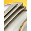 Saint Laurent Sunset Medium Chain Bag In Ivory Crocodile-embossed Leather