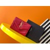 Saint Laurent Cassandre Small Envelope Wallet in Red Matelasse Leather