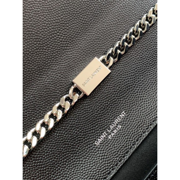 Saint Laurent Kate Medium Chain Bag In Noir Grain De Poudre Leather