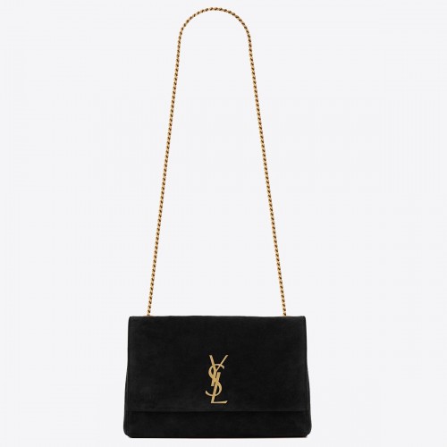 Saint Laurent Kate Medium Reversible Bag In Black Suede and Leather