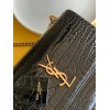 Saint Laurent Sunset Medium Chain Bag In Black Crocodile-embossed Leather