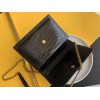 Saint Laurent Sunset Medium Chain Bag In Black Crocodile-embossed Leather