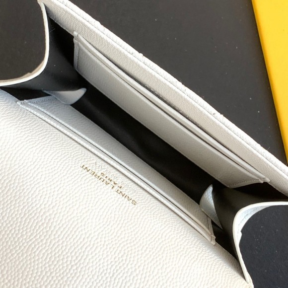 Saint Laurent Small Envelope Wallet in White Matelasse Leather