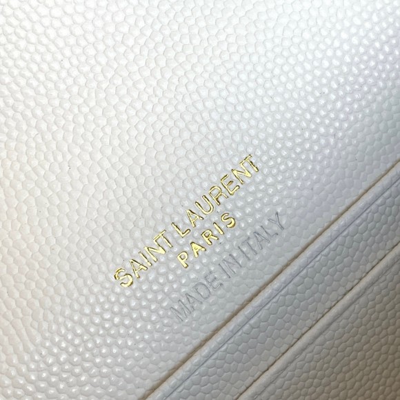 Saint Laurent Small Envelope Wallet in White Matelasse Leather