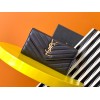 Saint Laurent Cassandre Large Flap Wallet in Black Matelasse Leather