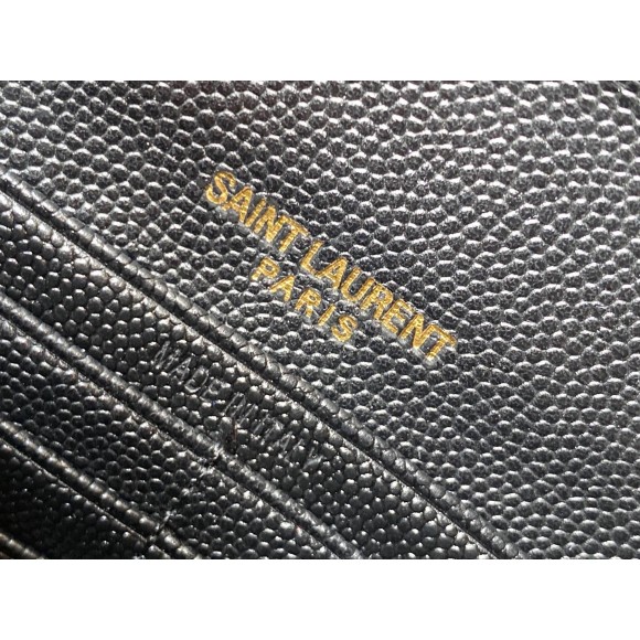 Saint Laurent Cassandre Large Flap Wallet in Black Matelasse Leather