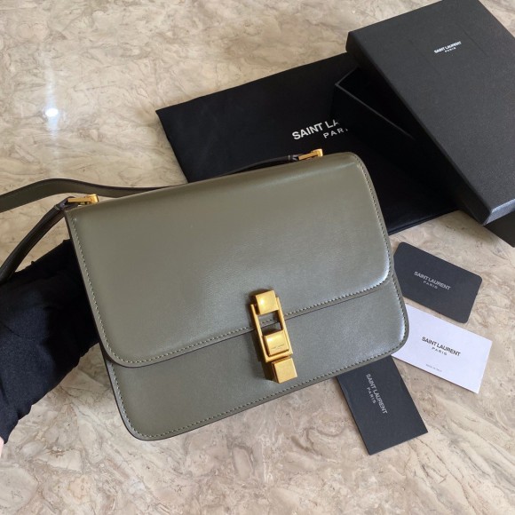 Saint Laurent Le Carre Satchel Bag In Olive Calfskin