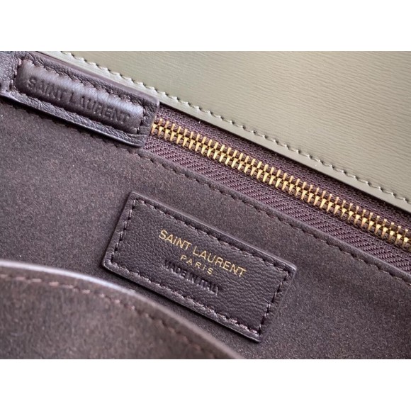 Saint Laurent Le Carre Satchel Bag In Olive Calfskin