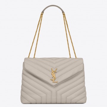 Saint Laurent LouLou Medium Chain Bag In White Quilted Calfskin Saint Laurent LouLou Medium Chain Bag In White Quilted Calfskin