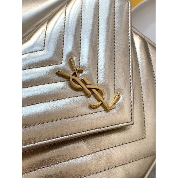 Saint Laurent Joe Backpack In Gold Lame Leather