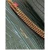 Saint Laurent Cassandra Medium Bag In Green Crocodile Embossed Leather