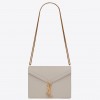 Saint Laurent Cassandra Medium Chain Bag In White Grained Leather