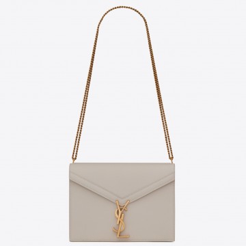 Saint Laurent Cassandra Medium Chain Bag In White Grained Leather Saint Laurent Cassandra Medium Chain Bag In White Grained Leather