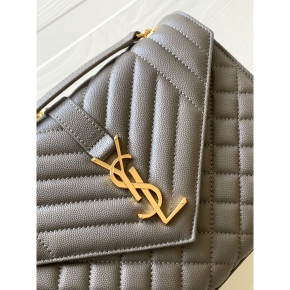 Saint Laurent Envelope Medium Bag In Grey Matelasse Grained Leather