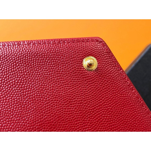 Saint Laurent Cassandre Large Flap Wallet in Red Matelasse Leather