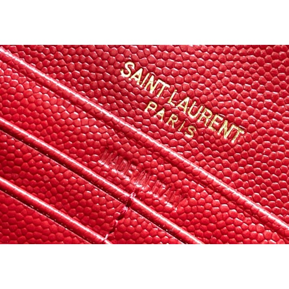 Saint Laurent Cassandre Large Flap Wallet in Red Matelasse Leather