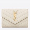 Saint Laurent Cassandre Small Envelope Wallet in White Matelasse Leather