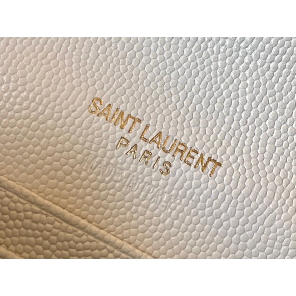 Saint Laurent Cassandre Small Envelope Wallet in White Matelasse Leather