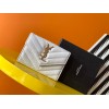Saint Laurent Cassandre Small Envelope Wallet in White Matelasse Leather