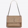 Saint Laurent Niki Medium Chain Bag In Beige Crinkled Leather