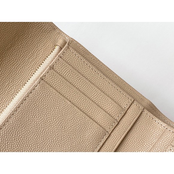 Saint Laurent Cassandre Tri-fold Wallet in Beige Matelasse Leather