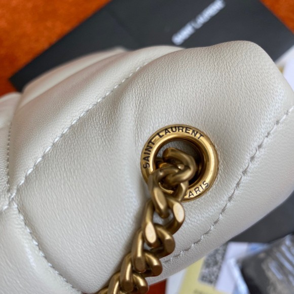 Saint Laurent Puffer Toy Bag In White Quilted Lambskin Saint Laurent Puffer Toy Bag In White Quilted Lambskin