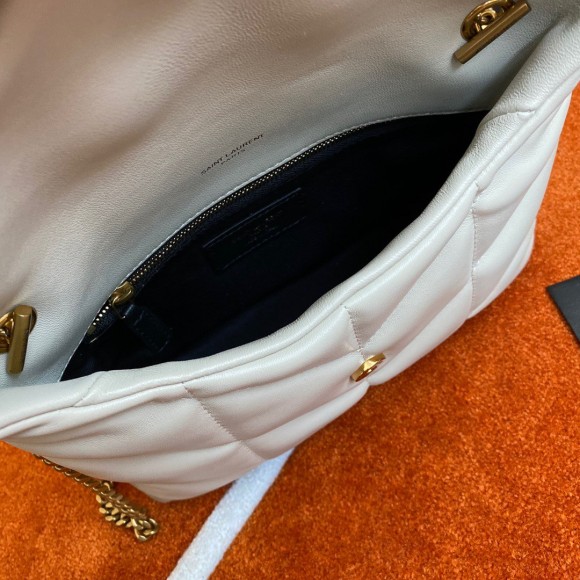 Saint Laurent Puffer Toy Bag In White Quilted Lambskin Saint Laurent Puffer Toy Bag In White Quilted Lambskin