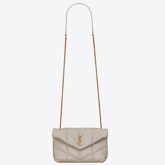 Saint Laurent Puffer Toy Bag In White Quilted Lambskin Saint Laurent Puffer Toy Bag In White Quilted Lambskin
