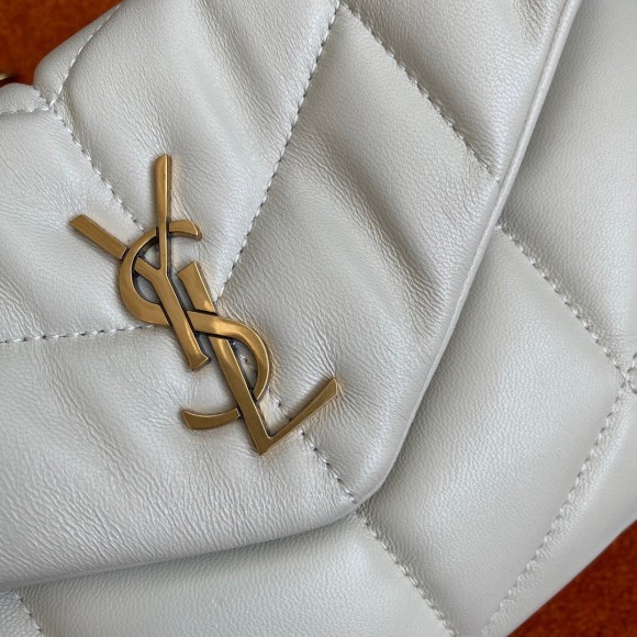 Saint Laurent Puffer Toy Bag In White Quilted Lambskin Saint Laurent Puffer Toy Bag In White Quilted Lambskin