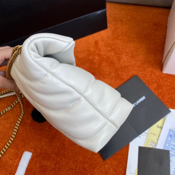 Saint Laurent Puffer Toy Bag In White Quilted Lambskin Saint Laurent Puffer Toy Bag In White Quilted Lambskin