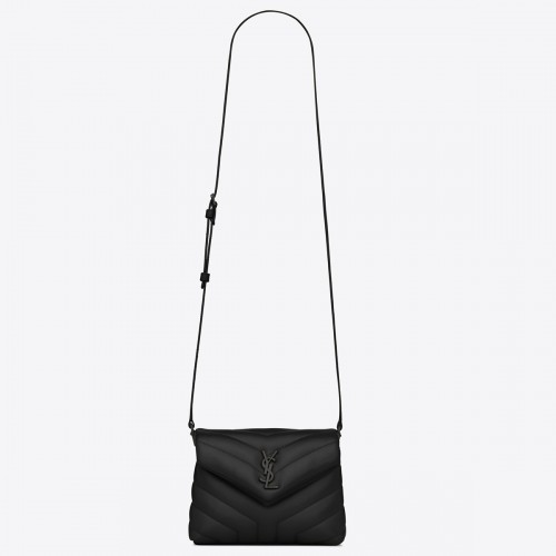 Saint Laurent LouLou Toy Strap Bag In All Black Quilted Calfskin