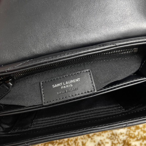 Saint Laurent LouLou Toy Strap Bag In All Black Quilted Calfskin