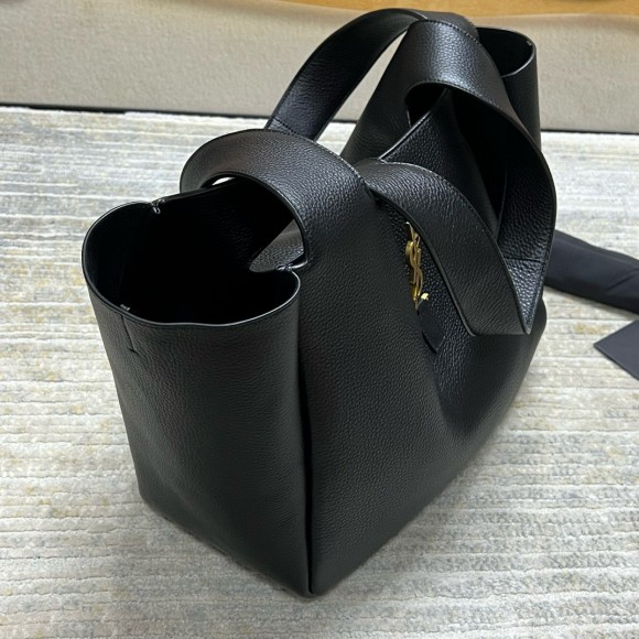 Saint Laurent Bea Tote Bag in Black Grained Leather