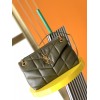 Saint Laurent Puffer Small Chain Bag In Army Green Lambskin
