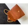Saint Laurent College Medium Chain Bag In Brown Goatskin
