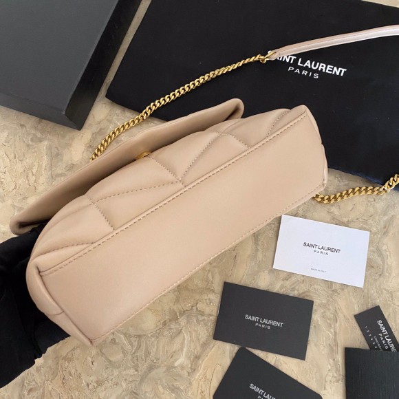 Saint Laurent Puffer Toy Bag In Beige Quilted Lambskin