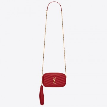 Saint Laurent Lou Mini Bag In Red Calfskin Saint Laurent Lou Mini Bag In Red Calfskin