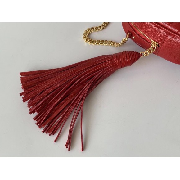 Saint Laurent Lou Mini Bag In Red Calfskin