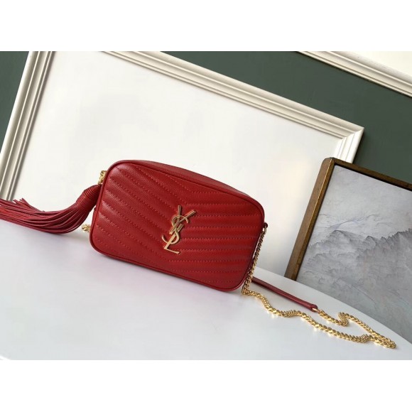 Saint Laurent Lou Mini Bag In Red Calfskin