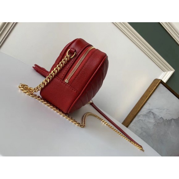 Saint Laurent Lou Mini Bag In Red Calfskin