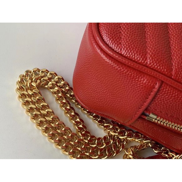 Saint Laurent Lou Mini Bag In Red Calfskin