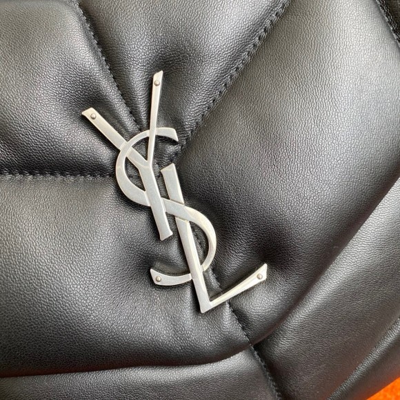 Saint Laurent Puffer Medium Chain Bag In Noir Lambskin