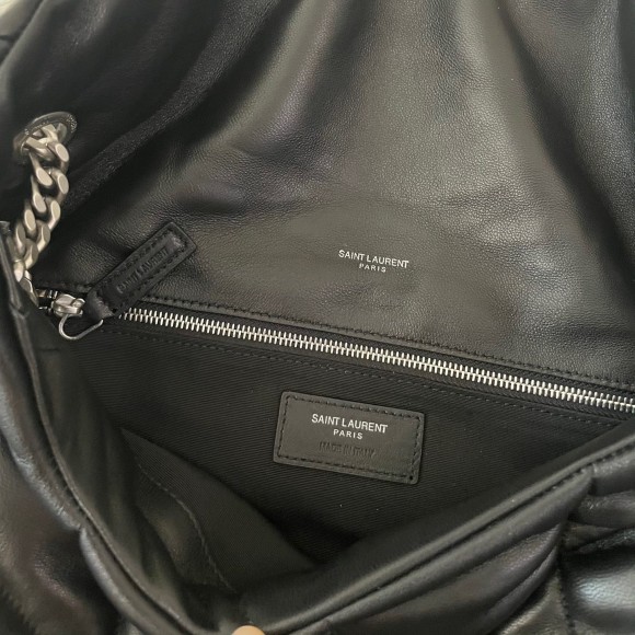 Saint Laurent Puffer Medium Chain Bag In Noir Lambskin