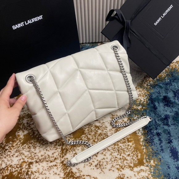 Saint Laurent Puffer Small Chain Bag In Ivory Lambskin