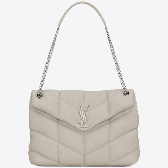 Saint Laurent Puffer Small Chain Bag In Ivory Lambskin