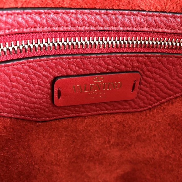 Valentino Rockstud Large Shopping Bag In Red Leather