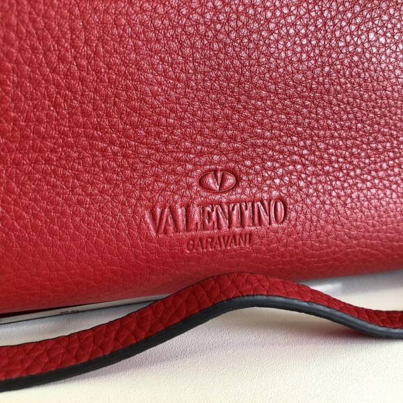 Valentino Rockstud Large Shopping Bag In Red Leather